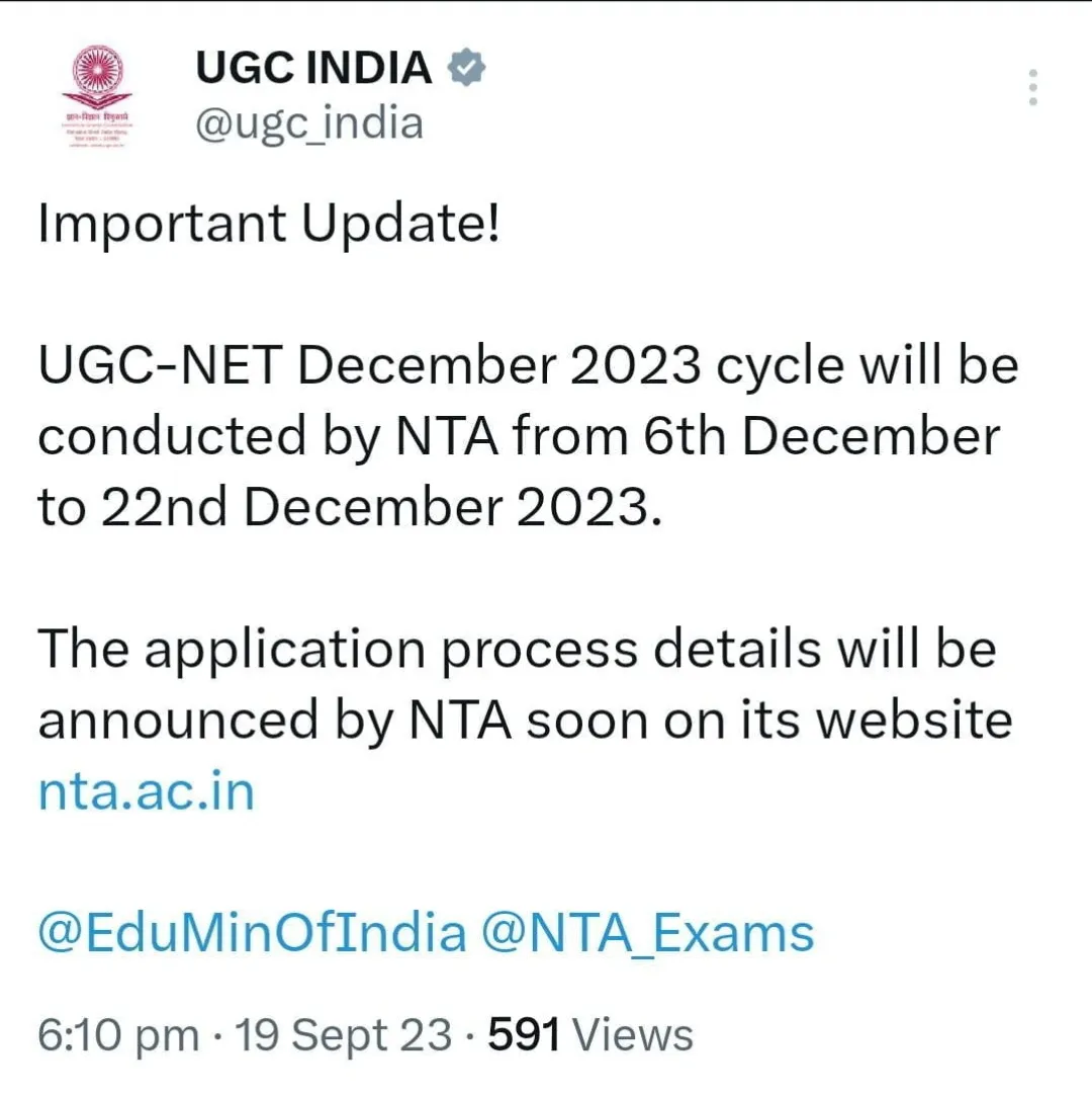 NTA UGC NET Online Form December 2023