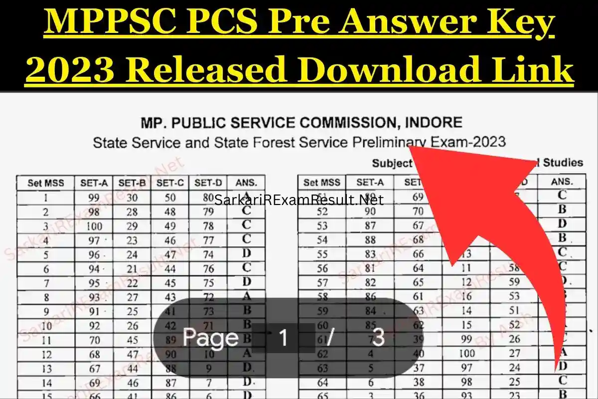 MPPSC PCS Pre Answer Key 2023