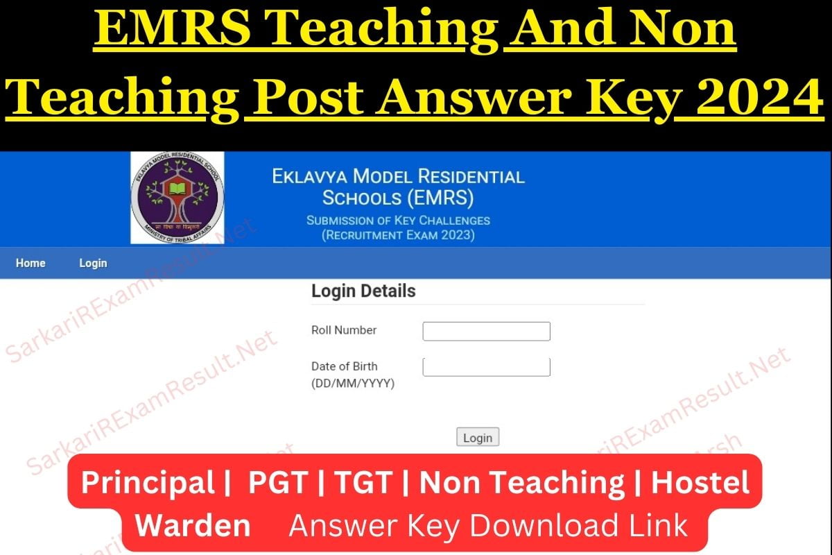 EMRS Teaching And Non Teaching Post Answer Key 2024