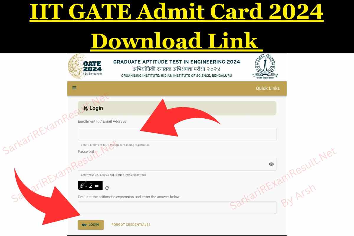 IIT GATE Admit Card 2024