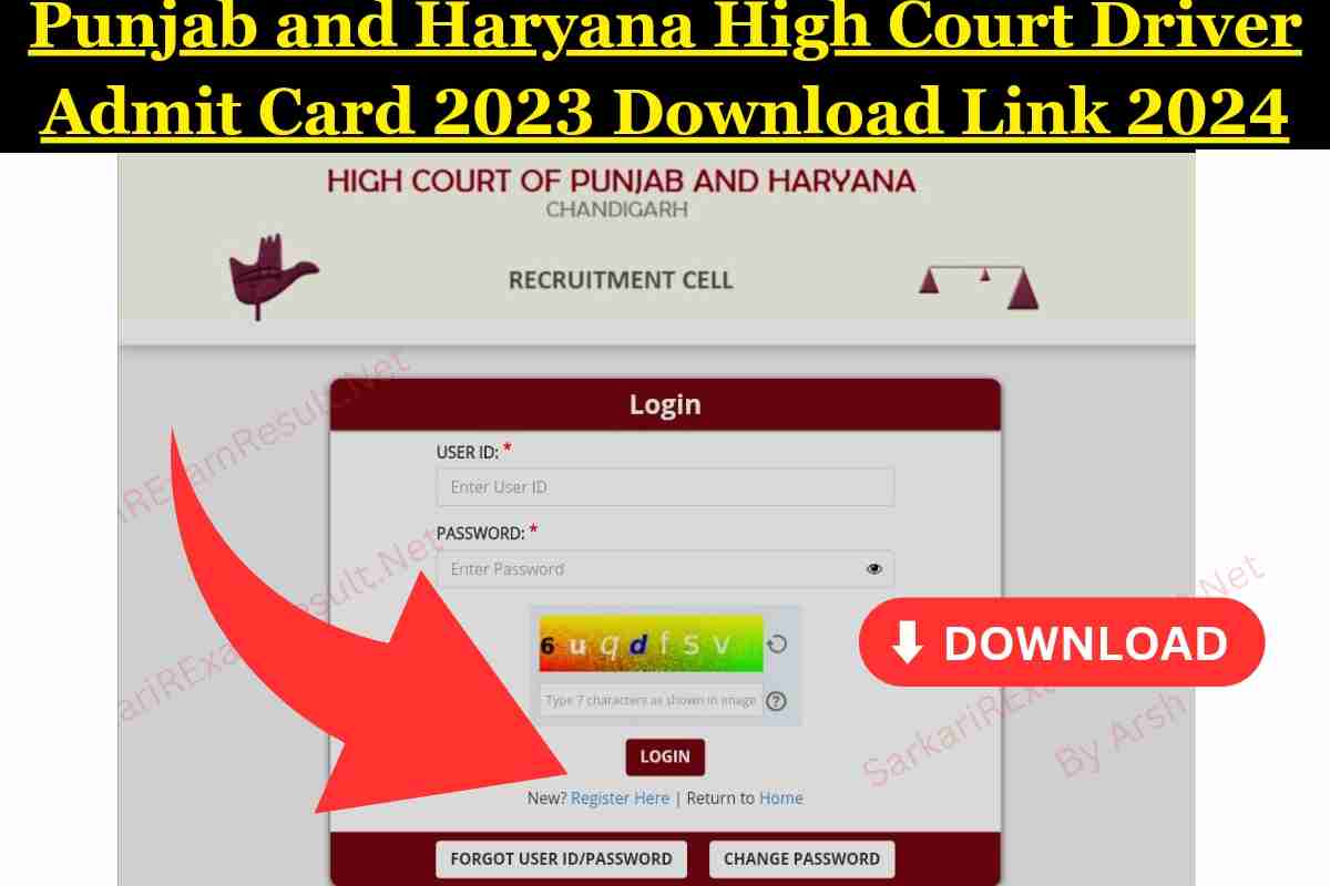 Punjab and Haryana High Court Driver Admit Card 2023 