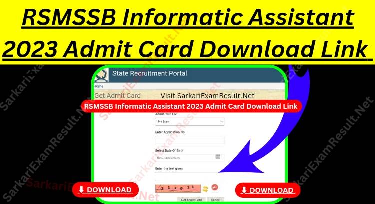 RSMSSB Informatic Assistant Admit Card 2023